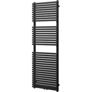 Vipera Vesuvio enkele handdoekradiator 50 x 150 cm centrale verwarming mat zwart zij- en middenaansluiting 1,044W