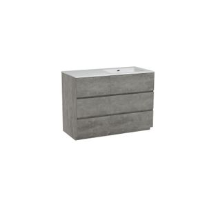 Storke Edge staand badkamermeubel 110 x 52 cm beton donkergrijs met Diva asymmetrisch rechtse wastafel in composietmarmer