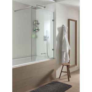 Luca Varess Solid enkele badwand 95 cm helder glas glanzend chroom profiel