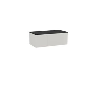 Storke Edge zwevend badkamermeubel 100 x 52 cm glanzend wit met Panton enkel tablet in mat zwarte gepoedercoate mdf