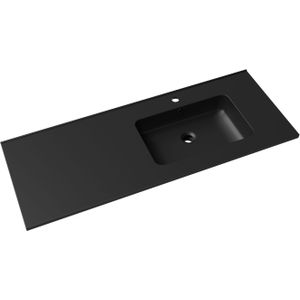 Linie Vano asymmetrisch rechtse wastafel mat zwarte composietmarmer 120 x 46 cm