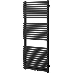 Vipera Vesuvio enkele handdoekradiator 50 x 120 cm centrale verwarming mat zwart zij- en middenaansluiting 808W