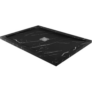 Linie Lido douchebak 120 x 90 cm composietmarmer zwarte marmerlook leisteenstructuur