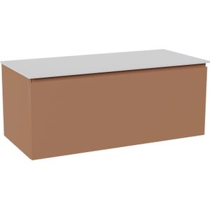 Balmani Sfera zwevend badkamermeubel 120 x 55 cm cotto met Stretto enkel of dubbel tablet in solid surface mat wit