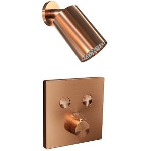 Blaufoss Smartbox Switch-line thermostatische kraan Inbouw regendoucheset met regendouchekop 14 x 9 cm Brushed Rosegold