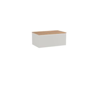 Storke Edge zwevend badkamermeubel 85 x 52 cm mat wit met Panton enkel tablet in ruwe eiken melamine