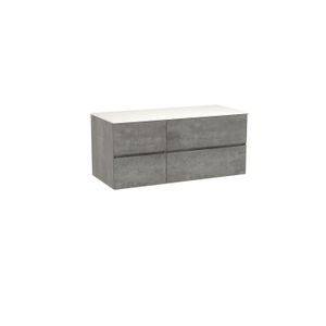 Storke Edge zwevend badkamermeubel 120 x 52 cm beton donkergrijs met Tavola enkel of dubbel tablet in solid surface