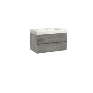 Storke Edge zwevend badkamermeubel 95 x 52 cm beton donkergrijs met Mata High enkele wastafel in solid surface