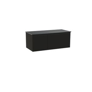 Balmani Idra zwevend badkamermeubel 120 x 55 cm mat zwart met Stretto enkel tablet in graniet