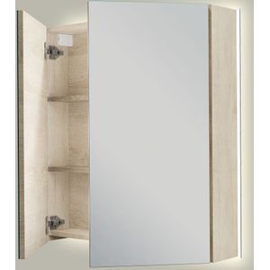 Linie Montro spiegelkast 70 x 75 cm witte eik met spiegelverlichting
