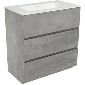 Storke Edge staand badkamermeubel 80 x 46 cm beton donkergrijs met Mata enkele wastafel in solid surface mat wit