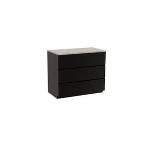 Storke Edge staand badkamermeubel 95 x 52 cm mat zwart met Tavola enkel tablet in mat wit/zwart terrazzo
