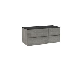 Storke Edge zwevend badkamermeubel 120 x 52 cm beton donkergrijs met Panton enkel of dubbel tablet in mat zwarte gepoedercoate mdf