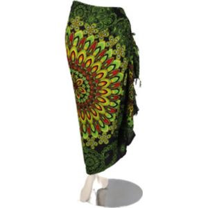 Om Namaste - Sarong - Groen - Rayon - Bloemrijke Mandala