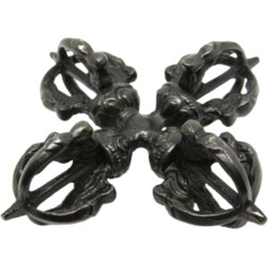 Dubbele dorje messing 10 cm - zwart