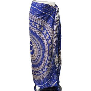 Om Namaste Sarong - 632 - Griekse Stijl - Beige & Blauw