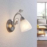 Lindby - wandlamp - 1licht - metaal, glas - H: 21.7 cm - E14 - nikkel, wit