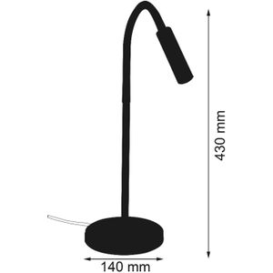 Busch LED tafellamp Rocco, chroom flexibele arm rood