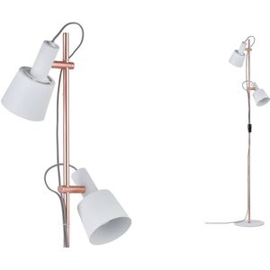 Paulmann 2-lamps vloerlamp Haldar in wit/koper