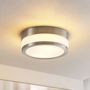 Lindby plafondlamp Flavi, Ø 23 cm, nikkel, glas, IP44, E27