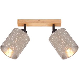 Briloner Plafondspot Stofa met sterdecoratie, taupe 2-lamps