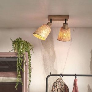 Good & Mojo Good &amp; Mojo Java plafondlamp, gevlochten look, 2-lamps naturel
