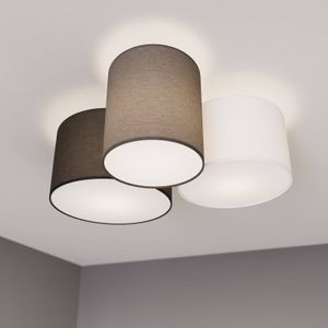 Lindby Laurenz plafondlamp, 3-lamps, grijs, bruin