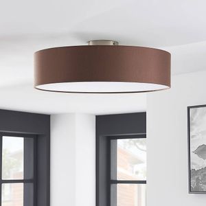 Lindby - plafondlamp - 3 lichts - Stof, metaal - H: 17 cm - E27 - bruin, wit, mat nikkel