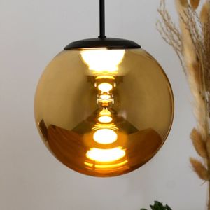 Eco-Light LED hanglamp Altaïr, goudkleurig, Ø 15 cm, glas, 3.000 K