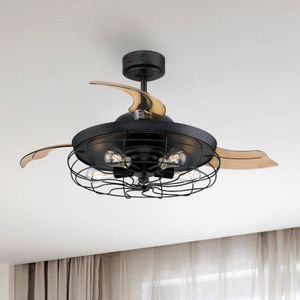 Plafondventilator met LED lamp | 48.5 cm | 3000-6500K | Zwart | 48W