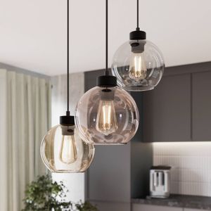 TK Lighting Cubus hanglamp, 3-lamps, helder/honingbruin