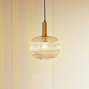 Lindby Doroteo hanglamp, 1-lamp, amber, glas