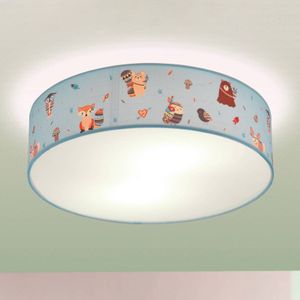 EGLO Plafondlamp Ruffo van textiel met bosdieren-motief