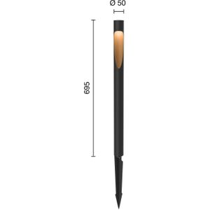Louis Poulsen tuinpadverlichting 830 zwart 70cm stekelcontactdoos