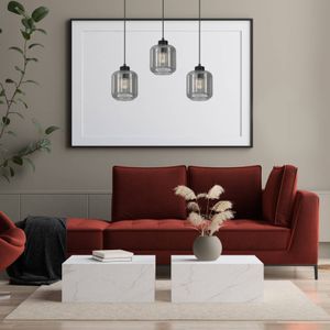 Eko-Light Hanglamp Sombra, rook, 3-lamps, langwerpig