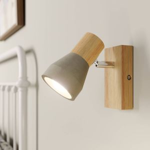 Lindby Filiz spot, 1-lamp, 12 cm hoog, hout, beton