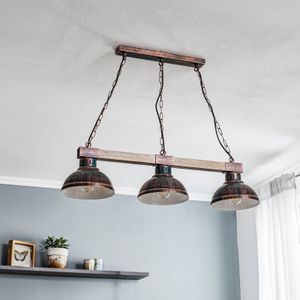 Luminex Hakon 3-lamps hanglamp roestbruin/naturel hout