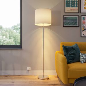 Lindby - Vloerlamp - 1licht - Sto - Metaal - H: 166 cm - E27 - Wi - Mat Nikkel