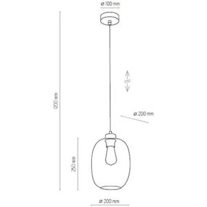 TK Lighting Hanglamp Elio, glas, transparant, 1-lamp