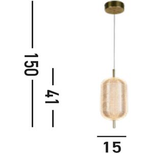 Searchlight Capsule LED hanglamp, messingkleurig, ijzer, acryl