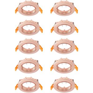 Prios plafond inbouwlamp Fibur, koper, zink, Ø8,2 cm, 10 stuks