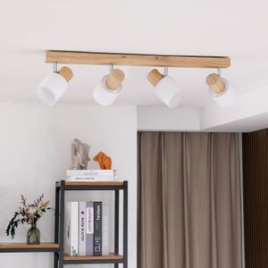 Lindby Wanessa plafondspot, 4-lamps, hout, wit, E14
