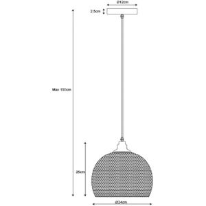 Lucide Hanglamp Mesh, 1-lamp, zwart, Ø 22 cm