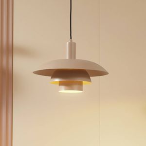 Lindby hanglamp Elorri, beige, metaal, Ø 38 cm