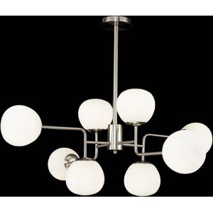 Maytoni Erich hanglamp 8-lamps nikkel/wit