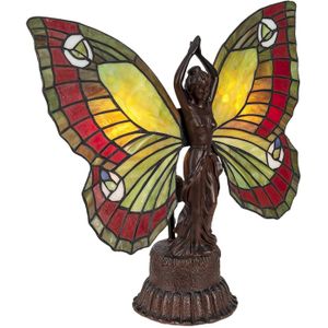 Clayre&Eef Tafellamp 5LL-6085 vlinder in Tiffany stijl