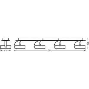 OSRAM LED plafondspot VENUS, wit, 4-lamps, metaal 3.000 K VENUS, wit / opaal, Woon-/ Eetkamer, metaal, Modern, LED plafondlamp