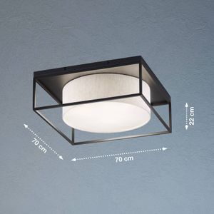 FISCHER & HONSEL Carre plafondlamp 70x70cm stoffen kap wit
