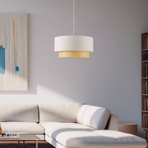 Duolla Hanglamp Boho, Ø 45 cm, 1-lamp crème-wit/rotan