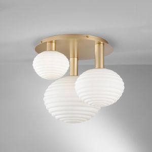 Eco-Light Ripple plafondlamp, goudkleurig/opaal, 3-lamps